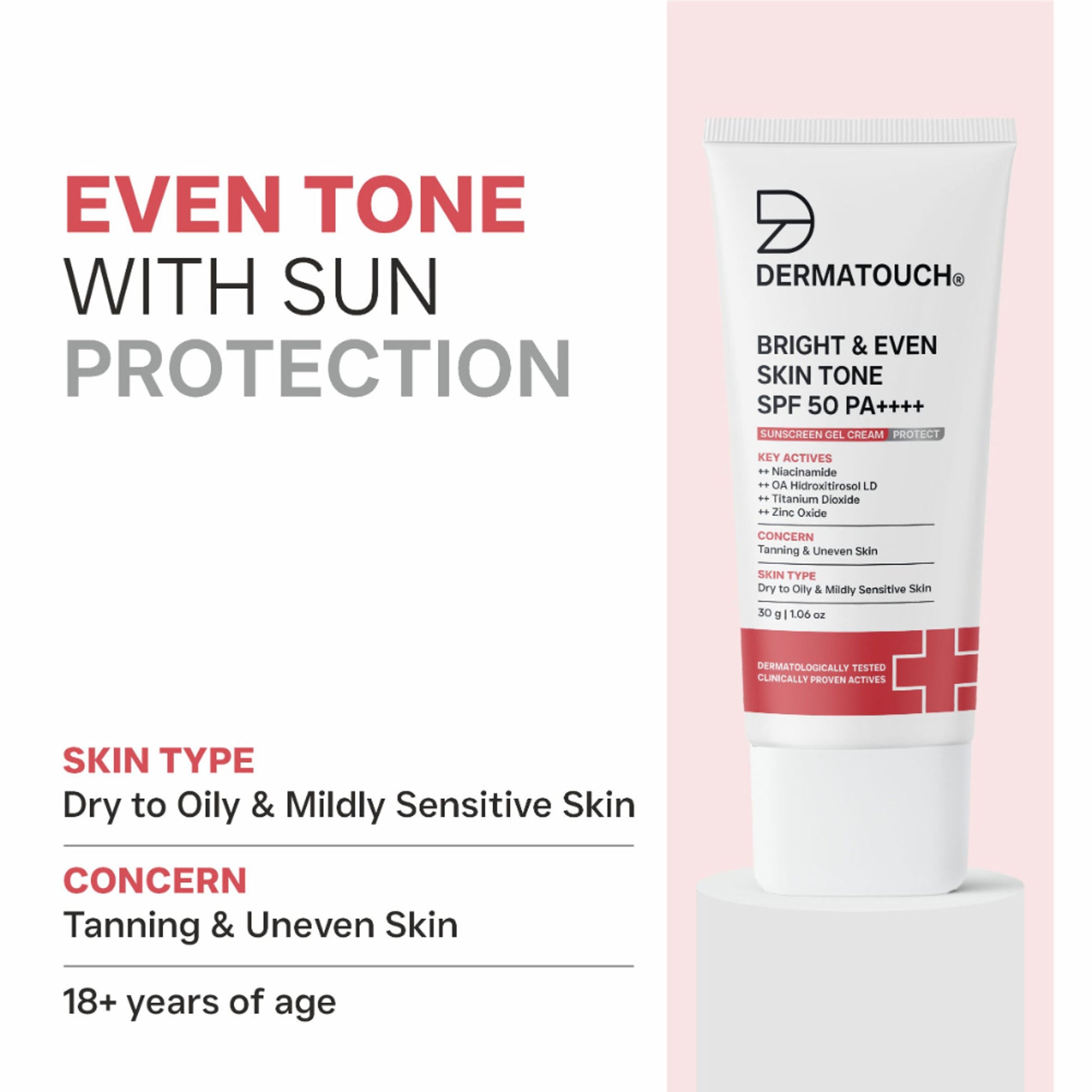 Dermatouch Bright & Even Skin Tone SPF 50 PA++++ Sunscreen Gel Cream