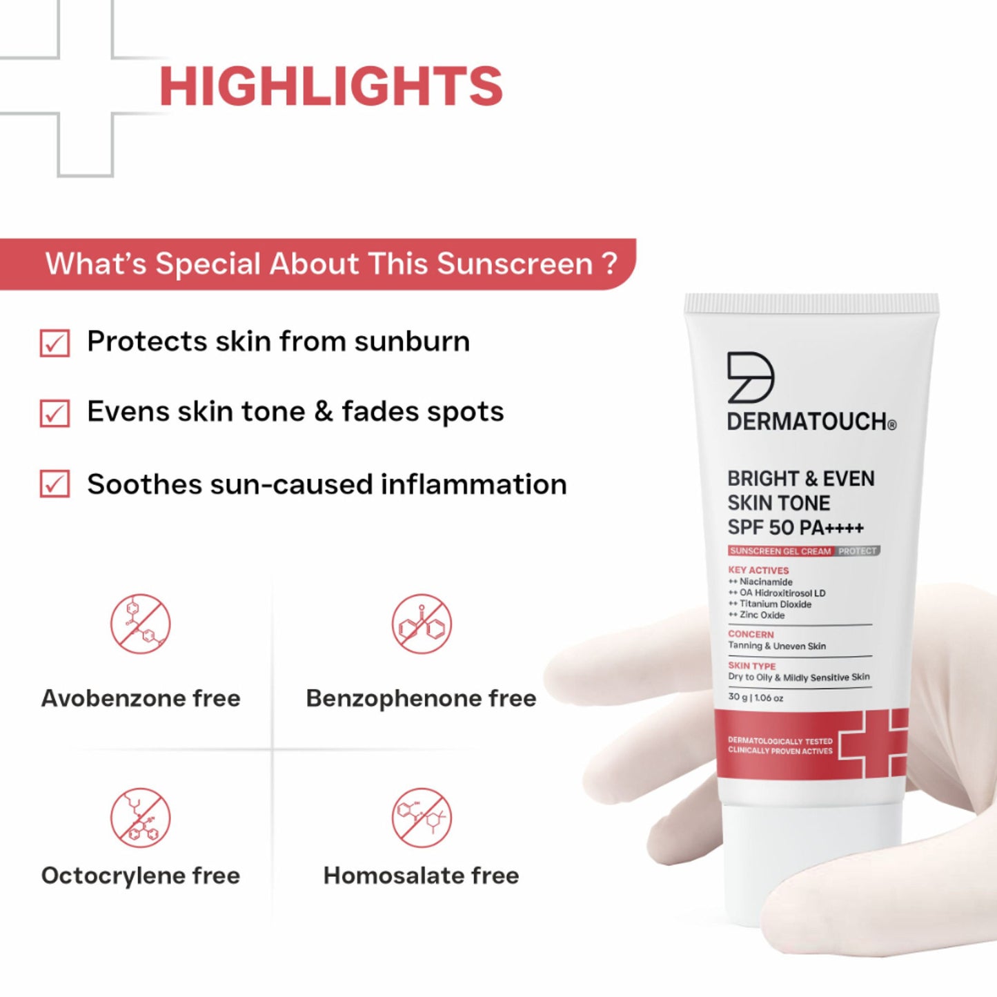 Dermatouch Bright & Even Skin Tone SPF 50 PA++++ Sunscreen Gel Cream