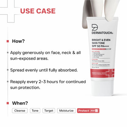 Dermatouch Bright & Even Skin Tone SPF 50 PA++++ Sunscreen Gel Cream