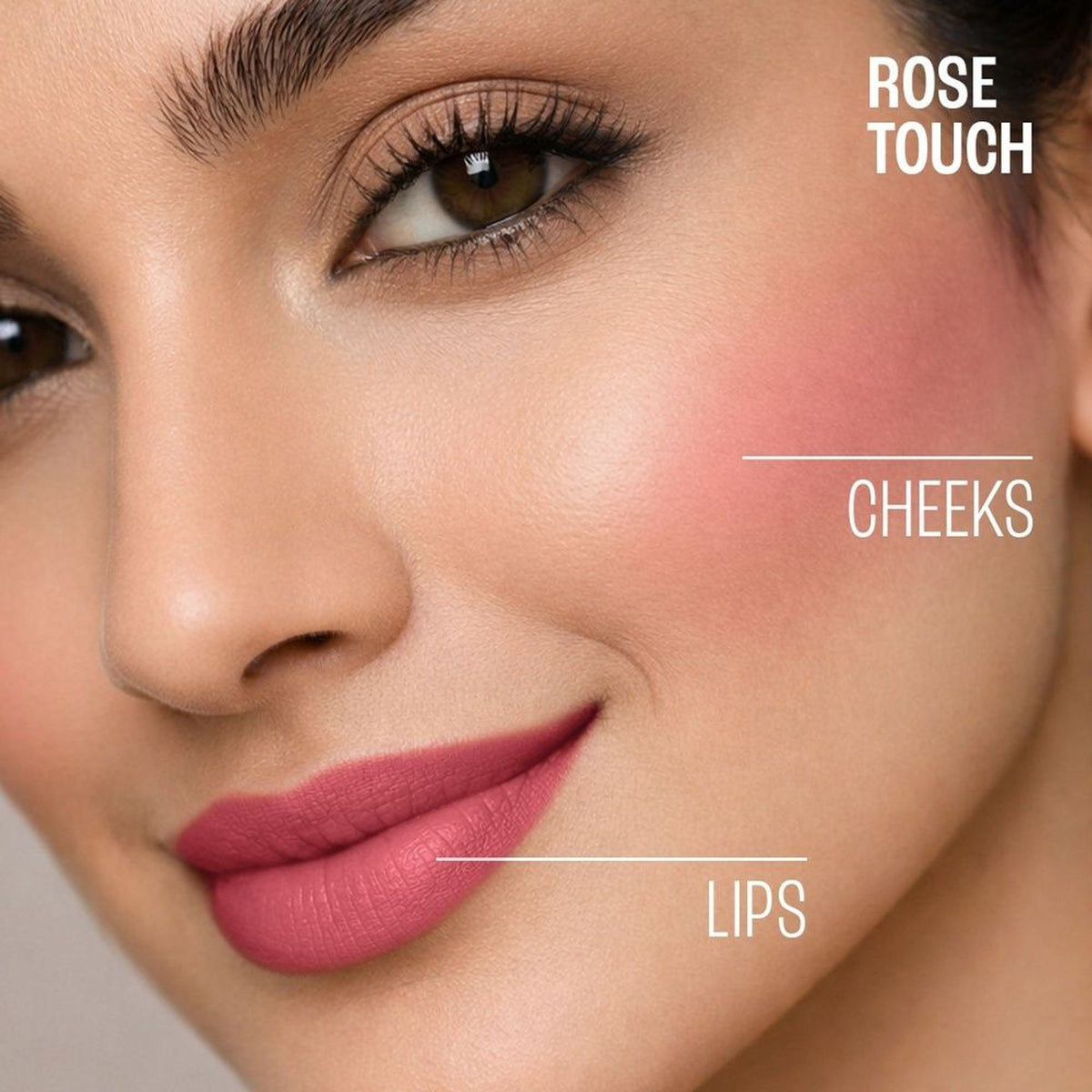 Lakme Double Duty Lip & Cheek Mousse in Rose Touch showing the matte lipstick and soft blush in a compact form.