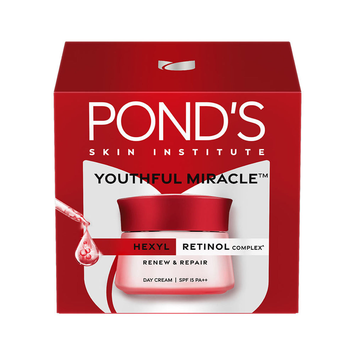 Ponds Youthful Miracle Hexyl Retinol Complex, Renew & Repair Day Cream, SPF 15 PA++