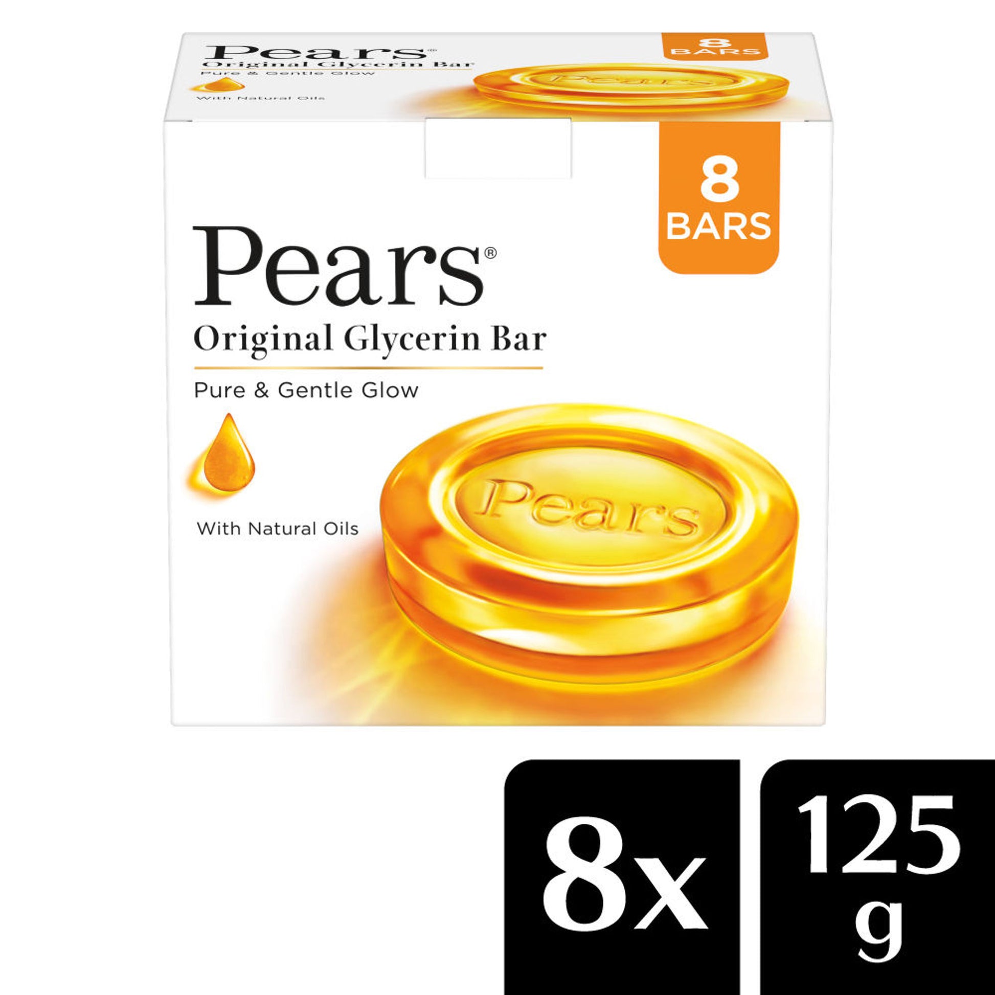 Pears Pure & Gentle Soap Bar Paraben-Free Body Soaps for Soft Skin - Pack of 8