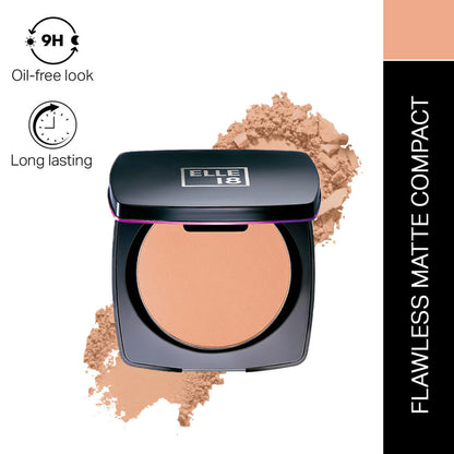 Elle 18 Lasting Glow Compact in Pearl shade, featuring smooth pressed powder with a soft, luminous finish for a natural glow.