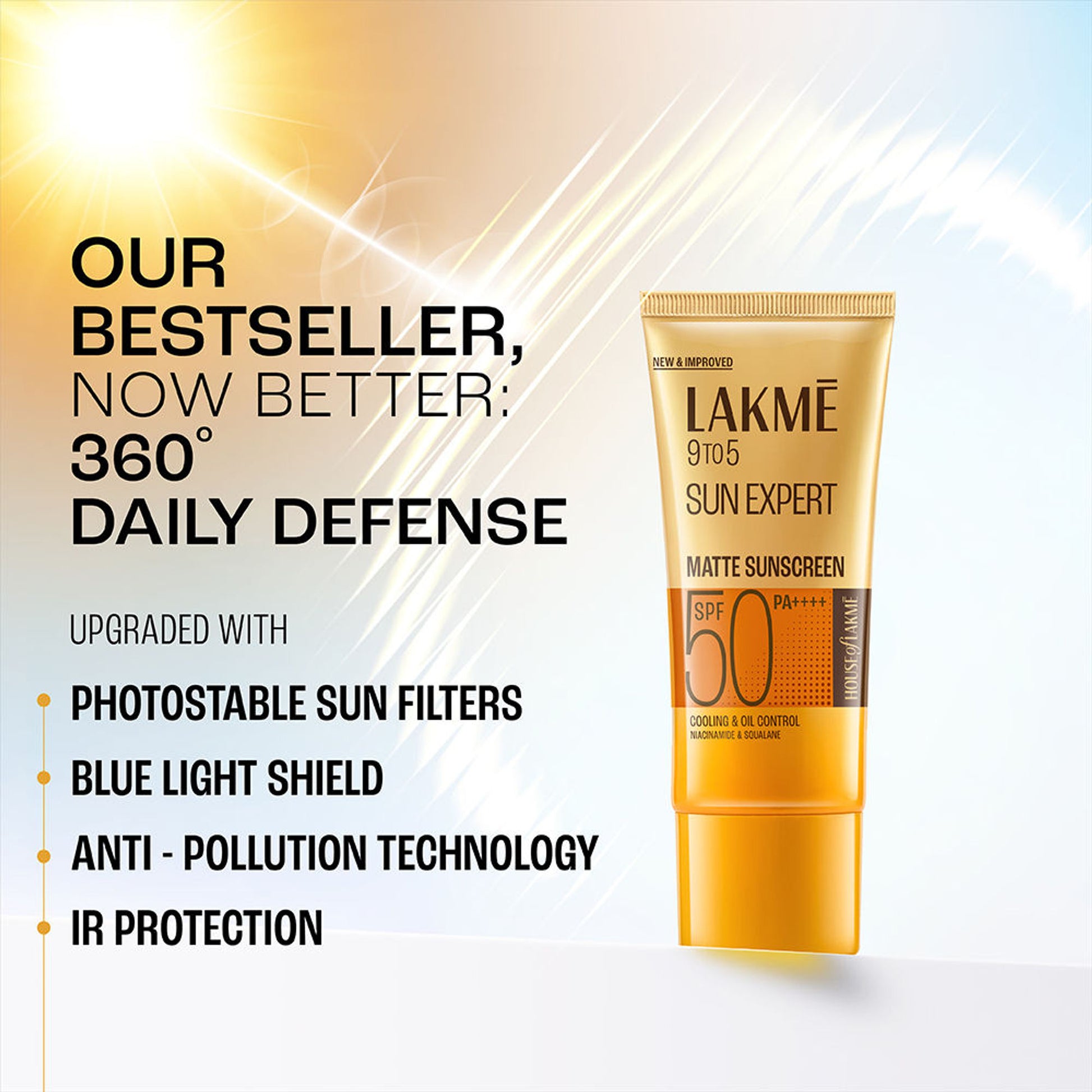 Lakme Matte Sunscreen SPF 50 PA+++, Niacinamide,UVA/B Protection,For Normal To Oily Skin