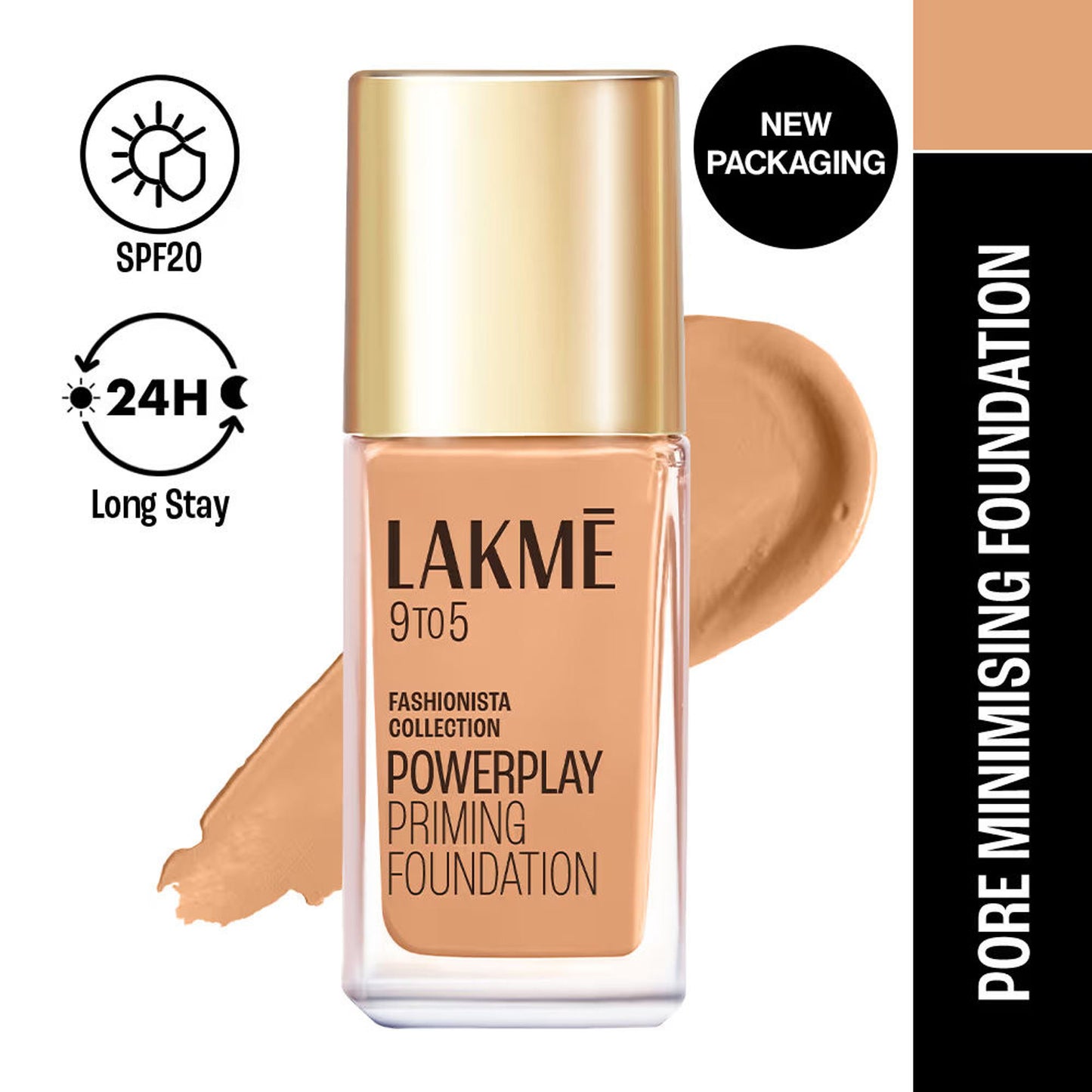 Lakme 9 To 5 Powerplay Priming Foundation, Built In Primer, Long-Lasting, SPF 20 - N200 Neutral Nude