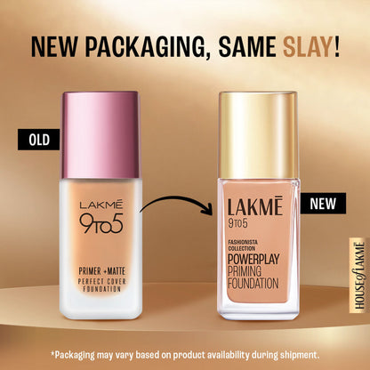 Lakme 9 To 5 Powerplay Priming Foundation, Built In Primer, Long-Lasting, SPF 20 - N200 Neutral Nude
