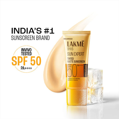 Lakme Sun Expert Tinted Sunscreen SPF 50 PA +++, Broad Spectrum UVA/B protection