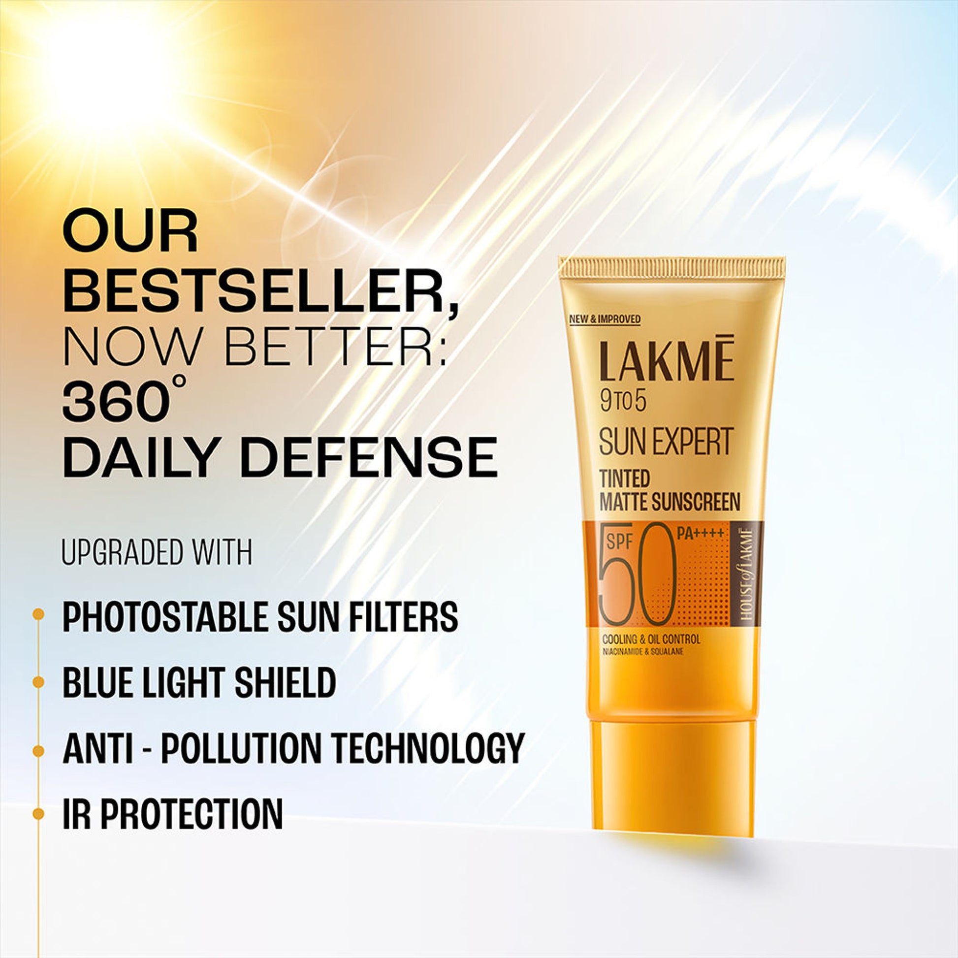 Lakme Sun Expert Tinted Sunscreen SPF 50 PA +++, Broad Spectrum UVA/B protection