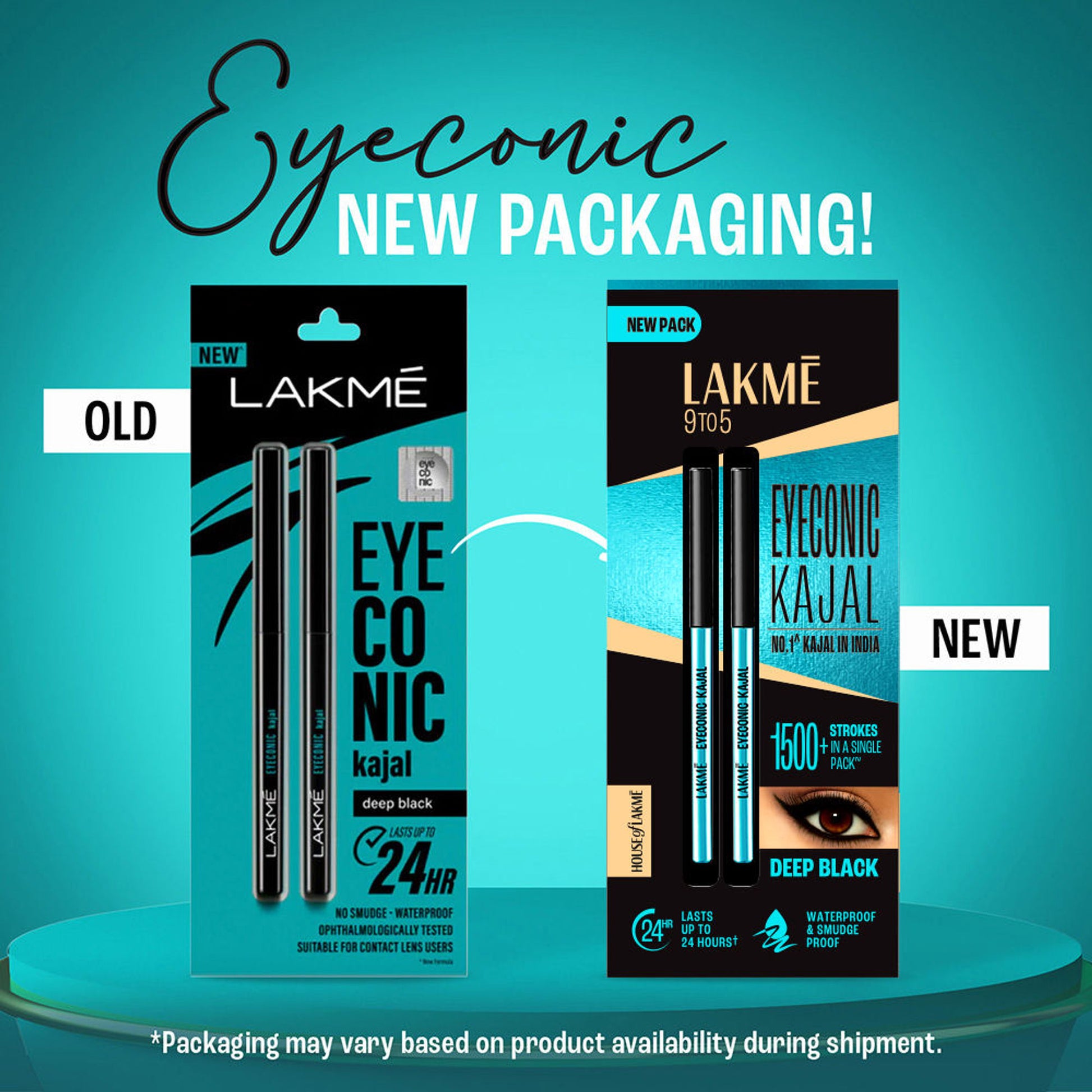 Lakme Eyeconic Kajal Deep Black Twist Up Pencil & Matte Finish - Pack of 2