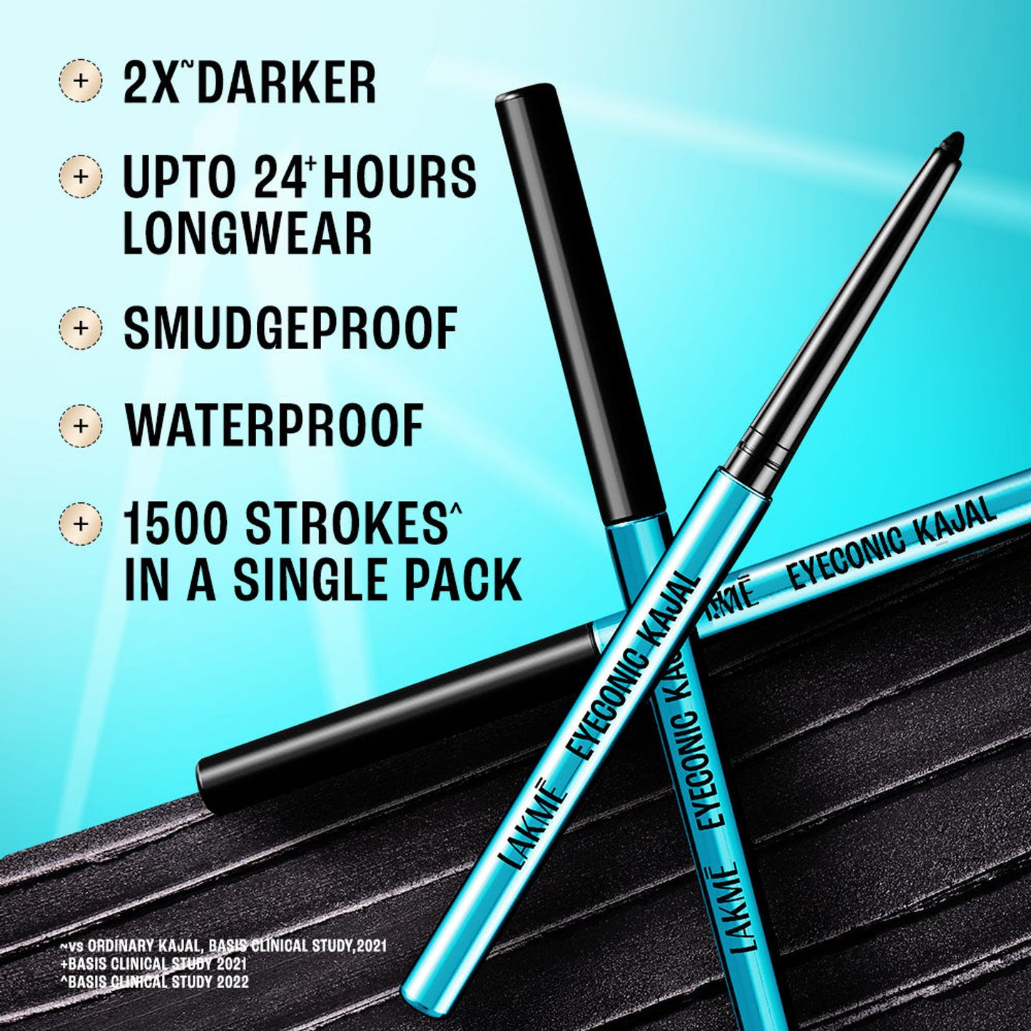 Lakme Eyeconic Kajal Deep Black Twist Up Pencil & Matte Finish - Pack of 2