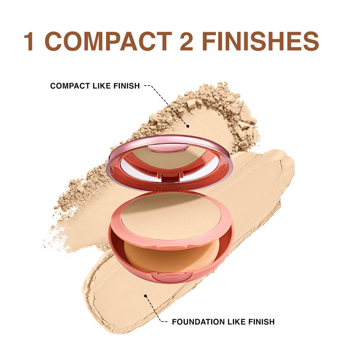 Lakme 9 To 5 Unreal Dual Cover pressed powder compact with foundation in shade 20 Nude, showing the open dual-sided makeup palette.