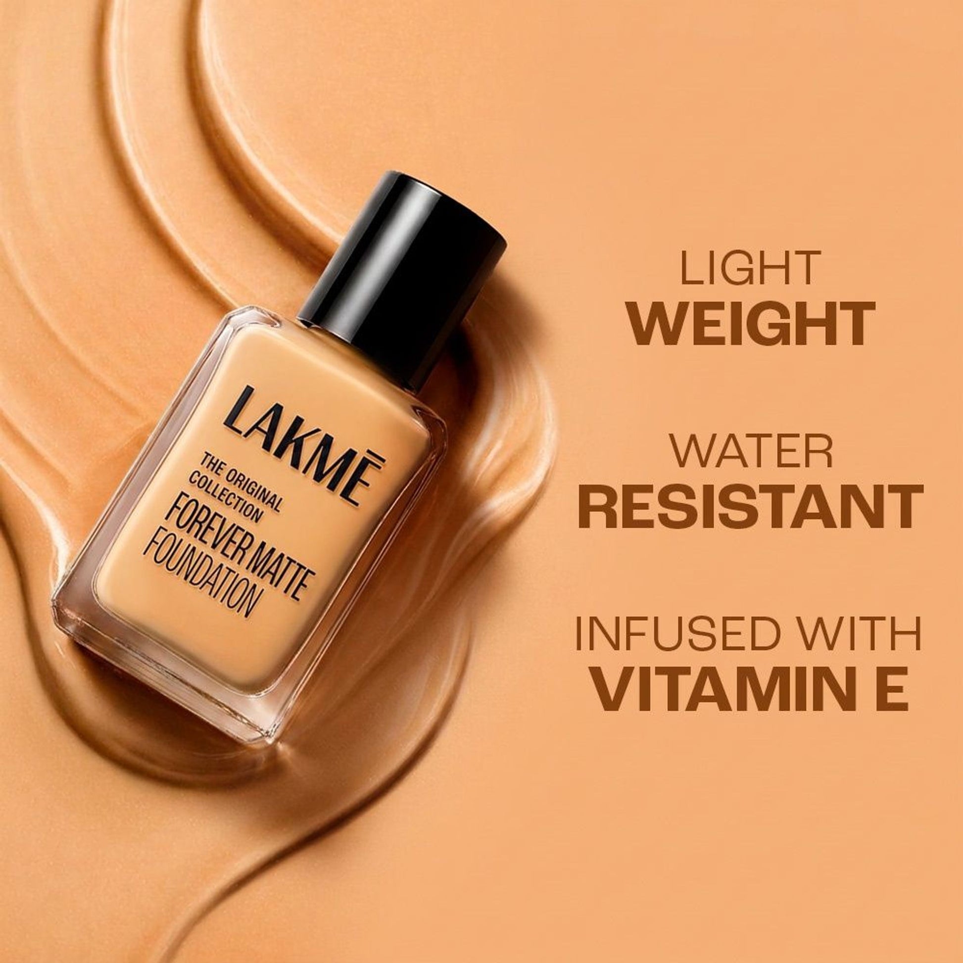 Lakme Forever Matte Foundation For Superior Coverage, Vit E, Lightweight & Water-Resist - Natural Beige