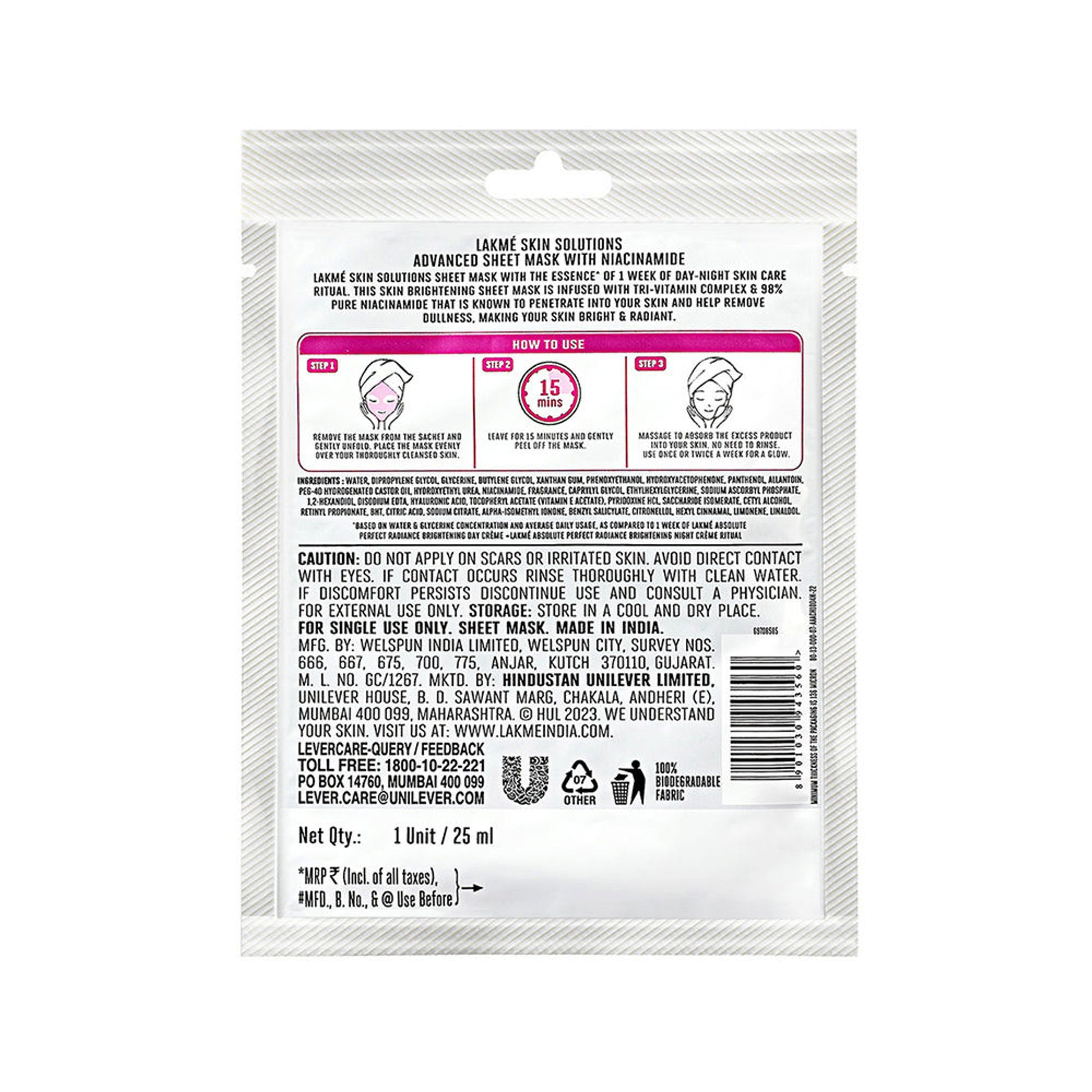 Lakme Skin Solutions Sheet Mask - Brightening
