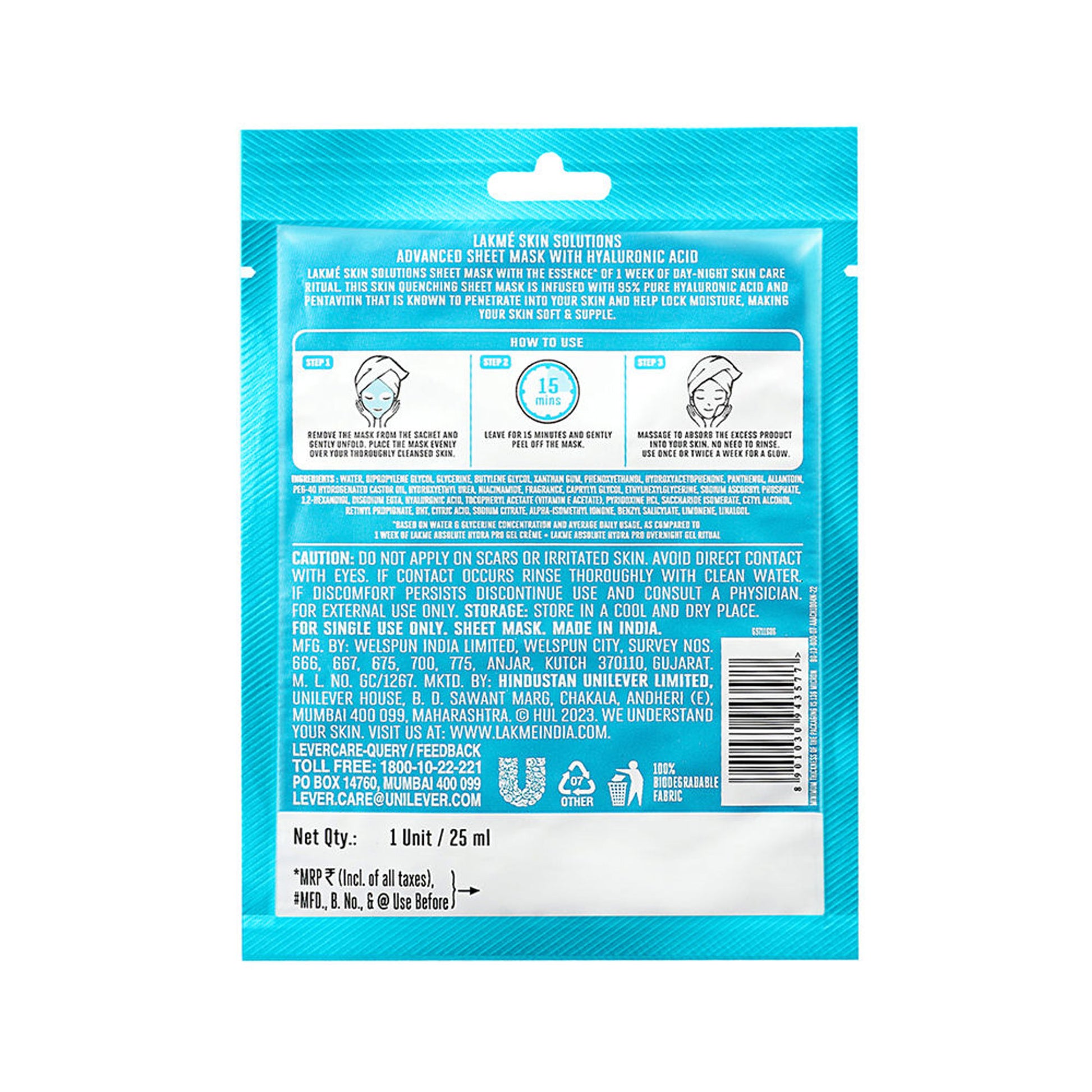 Lakme Skin Solutions Sheet Mask - Hydrating