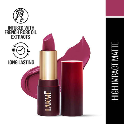 Lakme Forever Matte Lipstick, Made With French Rose Oil Extracts - Mauve Love