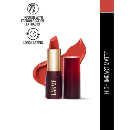 Lakme Forever Matte Lipstick, Made With French Rose Oil Extracts - Brown Chili