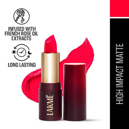 Lakme Forever Matte Lipstick, Made With French Rose Oil Extracts - Pink Passion