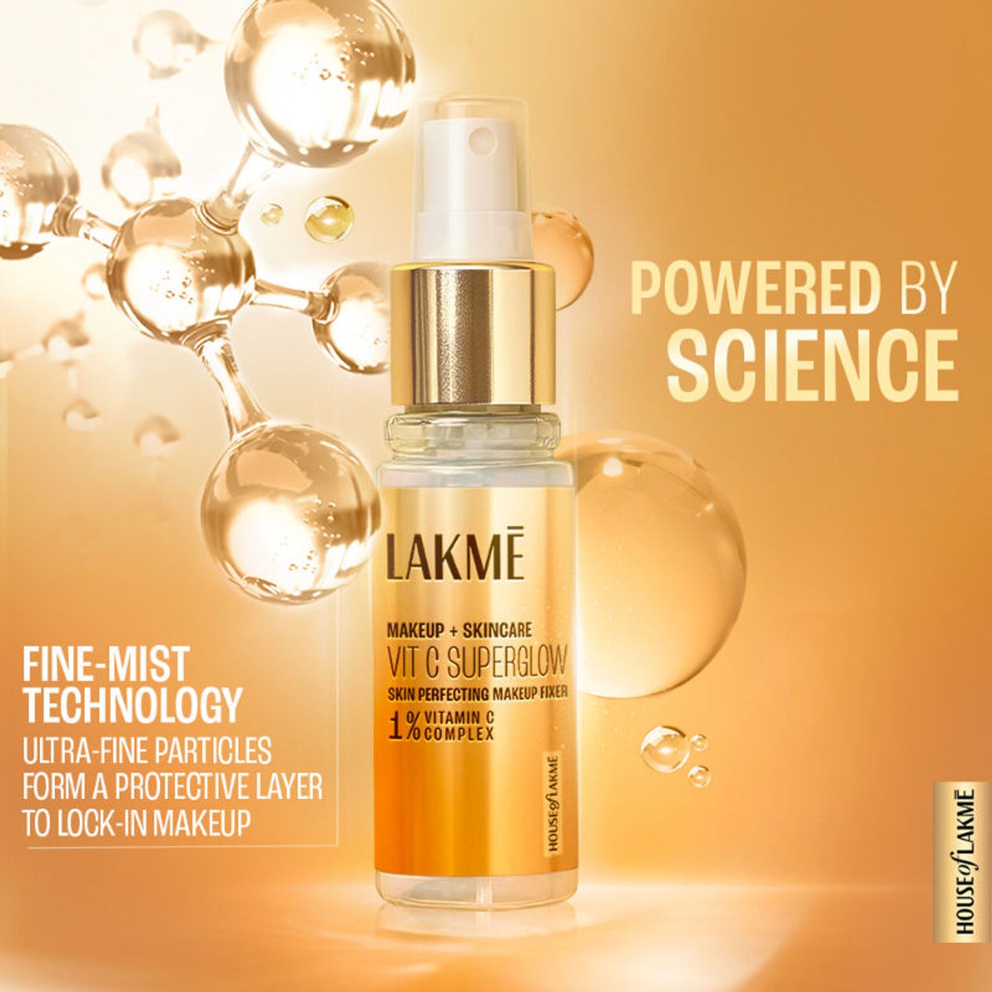Lakme Vitamin C Superglow Lightweight Skin Perfecting Makeup Fixer With 1% Vit C For Radiant Glow