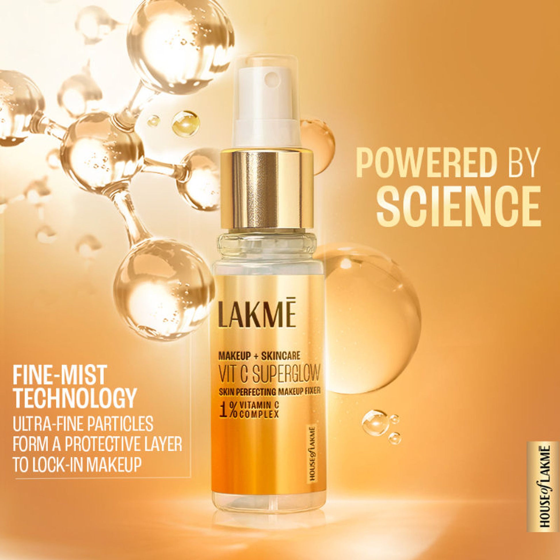 Lakme Vitamin C Superglow Lightweight Skin Perfecting Makeup Fixer With 1% Vit C For Radiant Glow