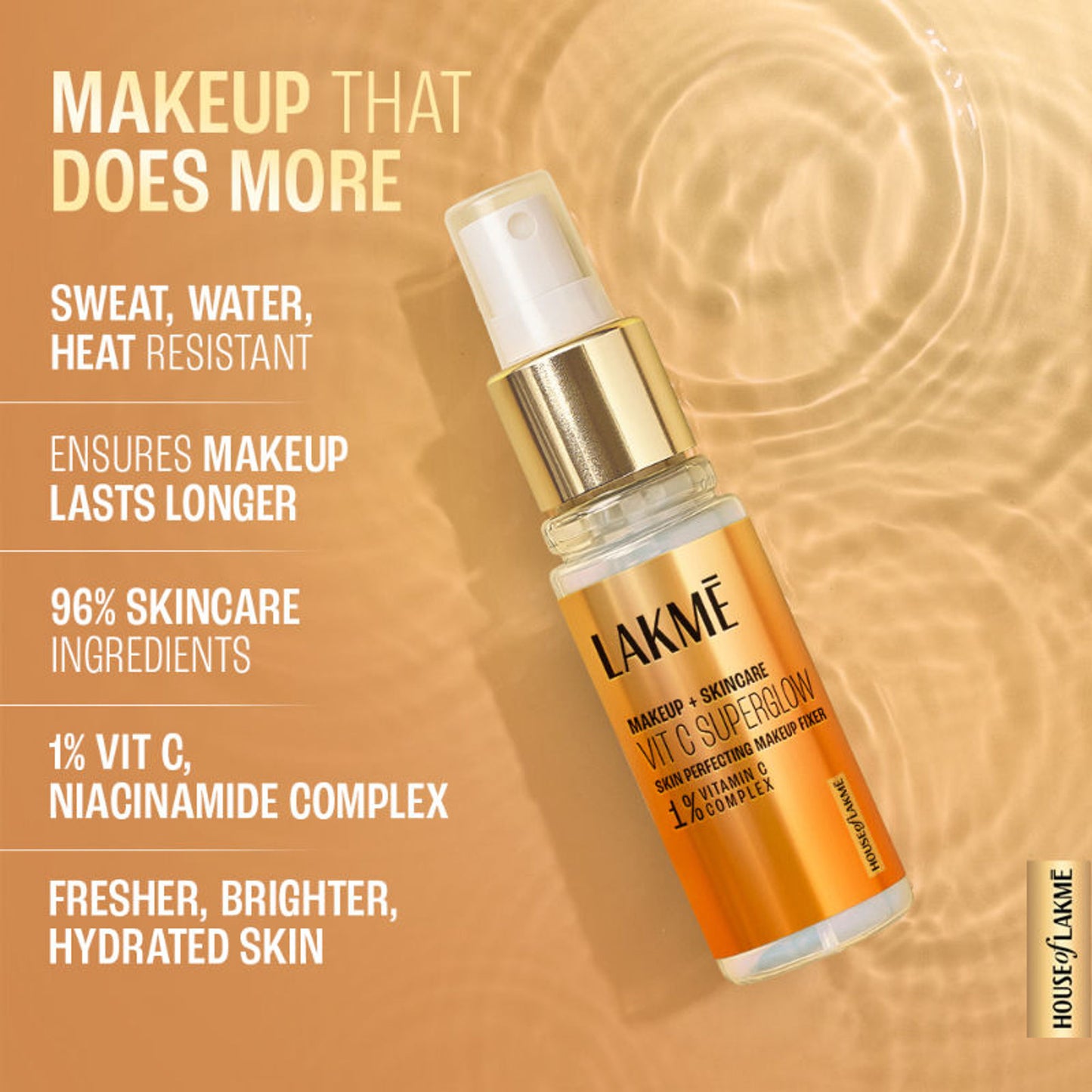 Lakme Vitamin C Superglow Lightweight Skin Perfecting Makeup Fixer With 1% Vit C For Radiant Glow
