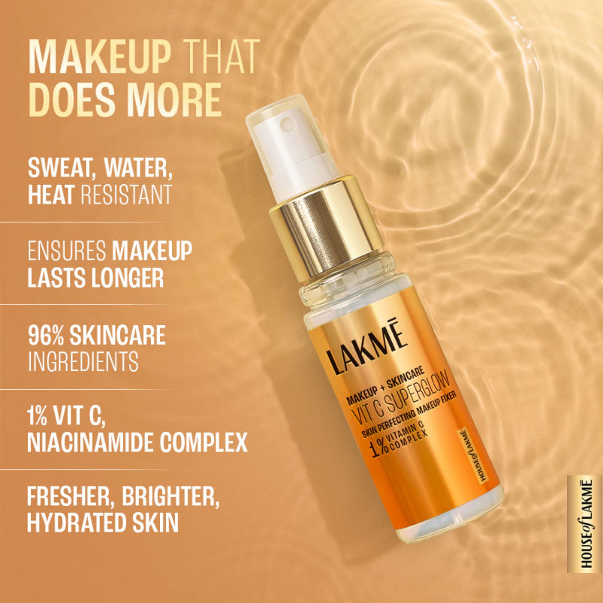 Lakme Vitamin C Superglow Lightweight Skin Perfecting Makeup Fixer With 1% Vit C For Radiant Glow