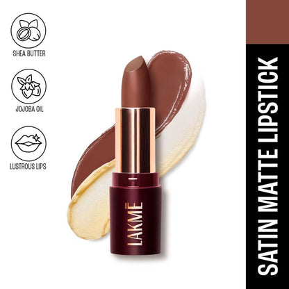 Lakme Ultimate Glam Satin Matte Lipstick - Nude Muse