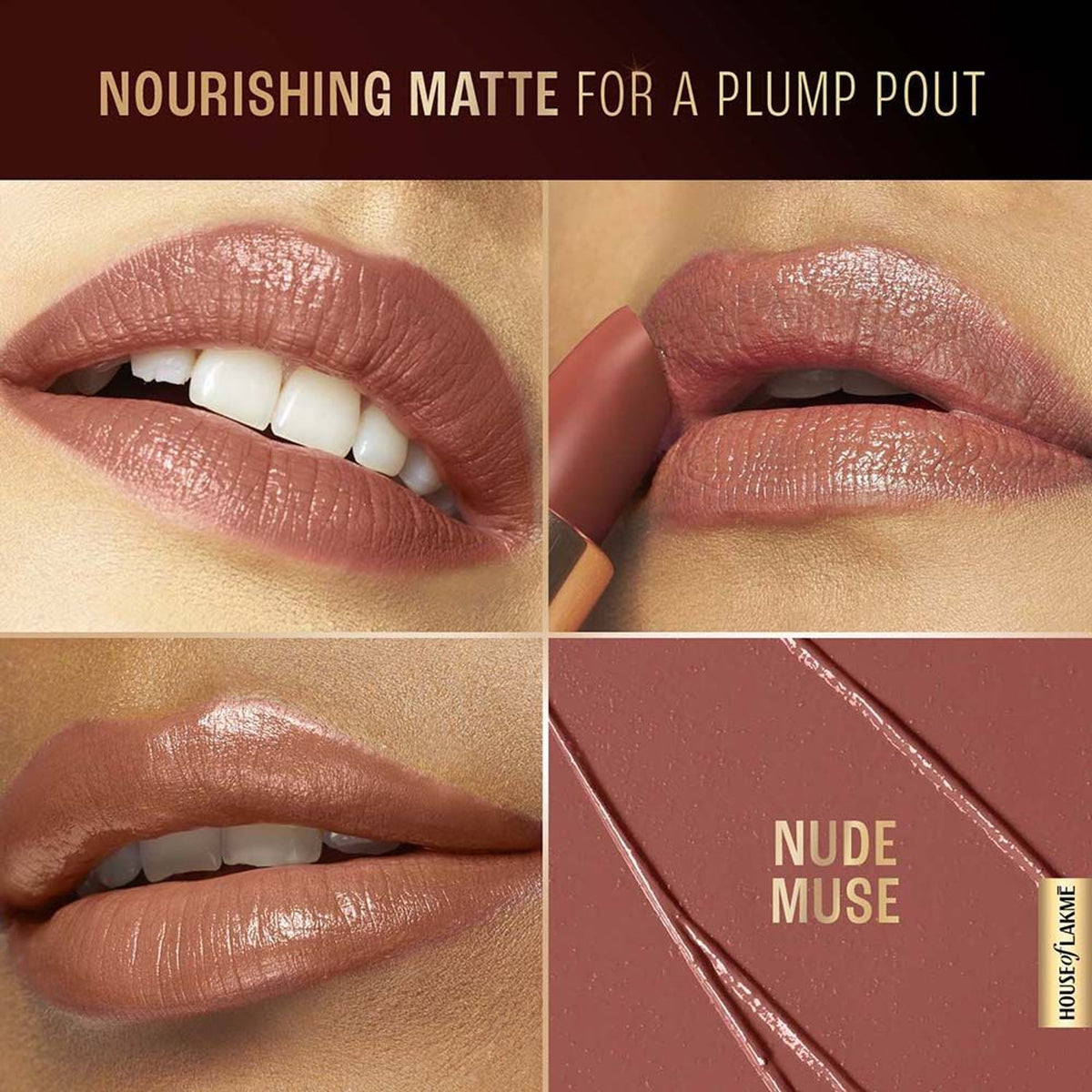 Lakme Ultimate Glam Satin Matte Lipstick - Nude Muse