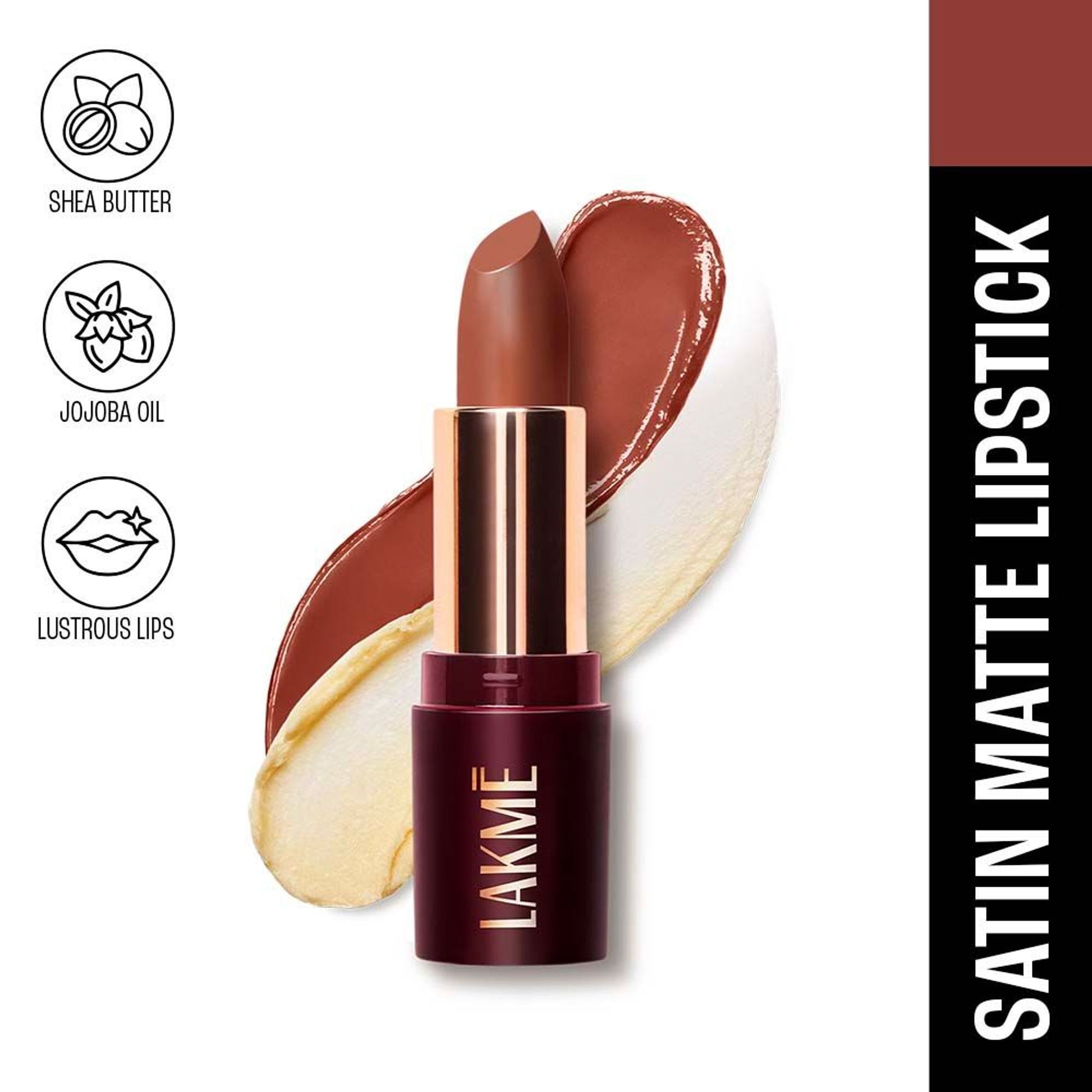 Lakme Ultimate Glam Satin Matte Lipstick - Nude Toffee