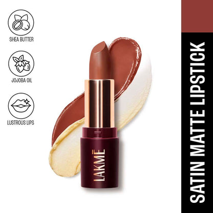 Lakme Ultimate Glam Satin Matte Lipstick - Nude Toffee