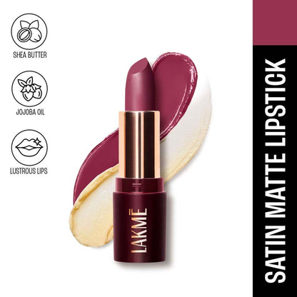 Lakme Ultimate Glam Satin Matte Lipstick - Purple Sparkle