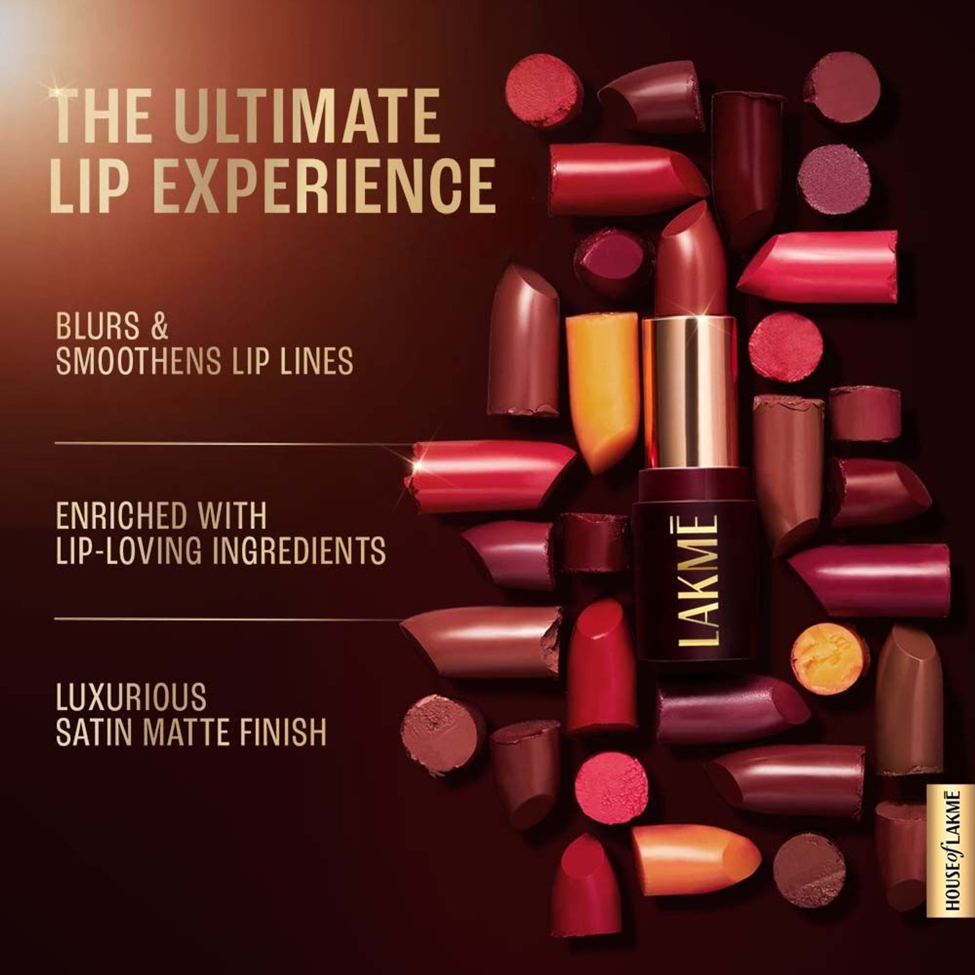 Lakme Ultimate Glam Satin Matte Lipstick - Bold Red