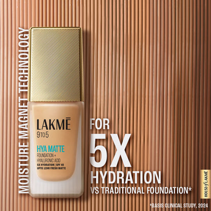 Lakme 9to5 Hya Matte Foundation + Hyaluronic Acid - Warm Beige