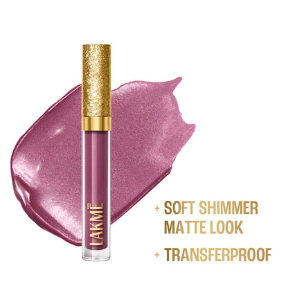 Lakme Be-Jewel Shimmer Lip Liquid in Rose Quartz with luminous matte finish, featuring ceramides for smooth, radiant lips.