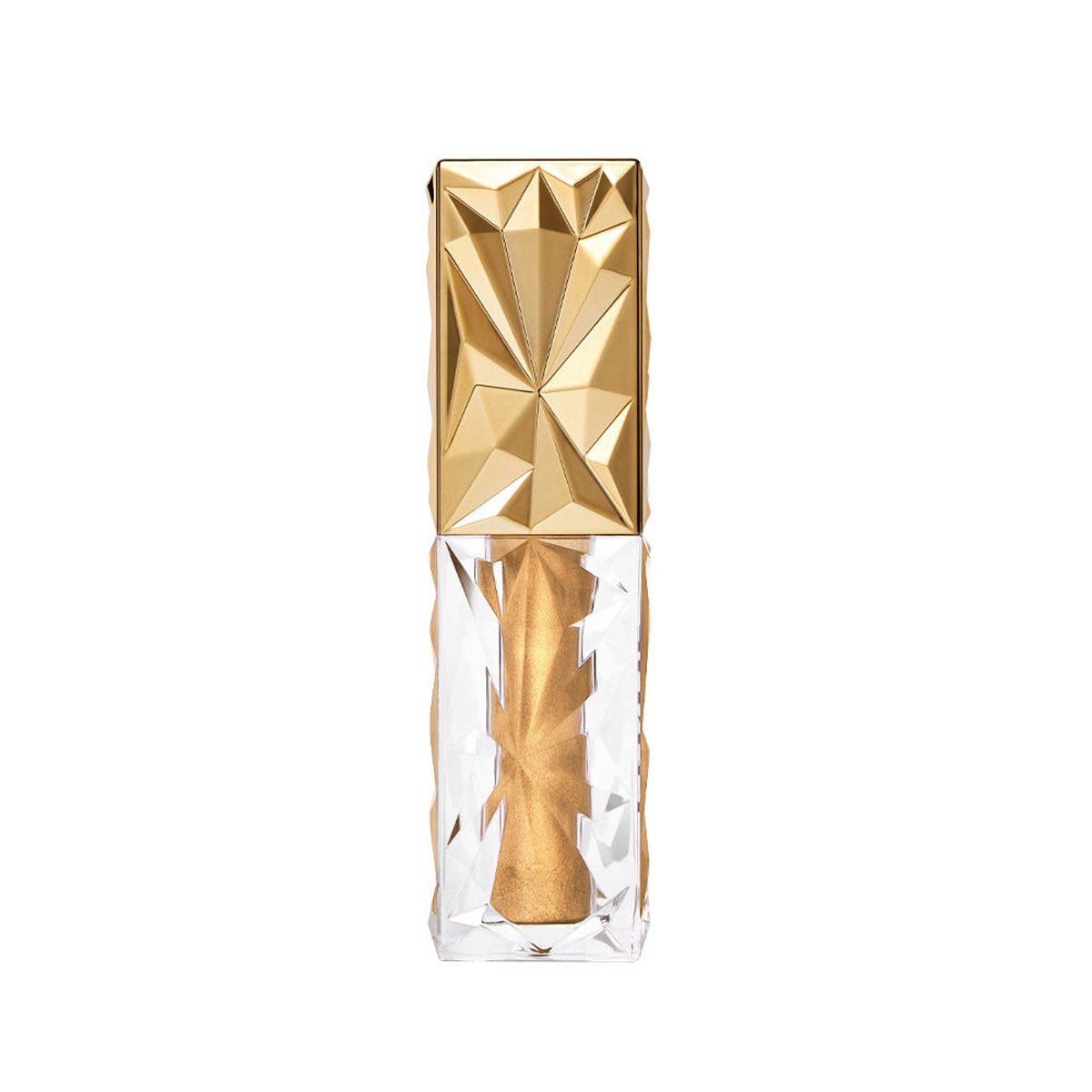 Lakme Be-jewel Satin Eye Tint liquid eyeshadow in Gold Rush, showing a shimmering gold eyeshadow application on eyelids.