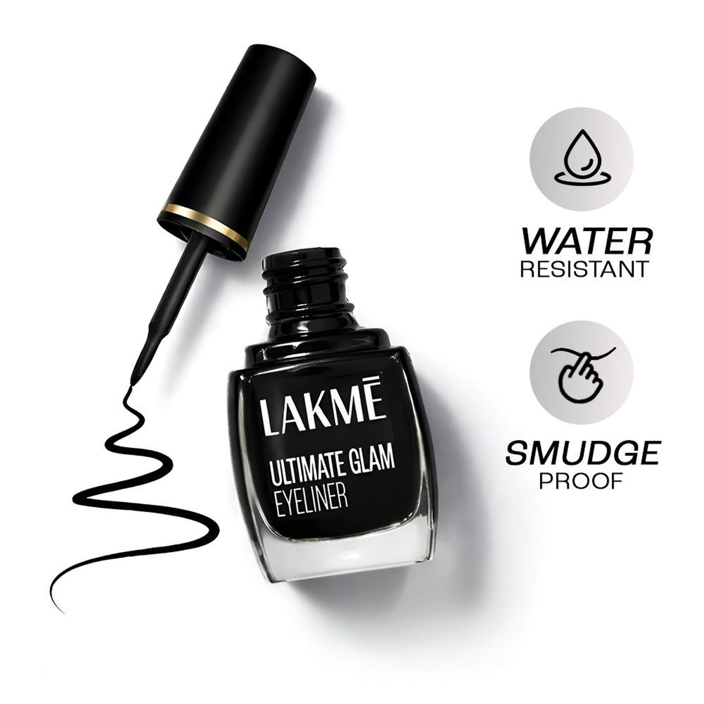 Lakme Ultimate Glam Eye Liner, Semi Matte - Black