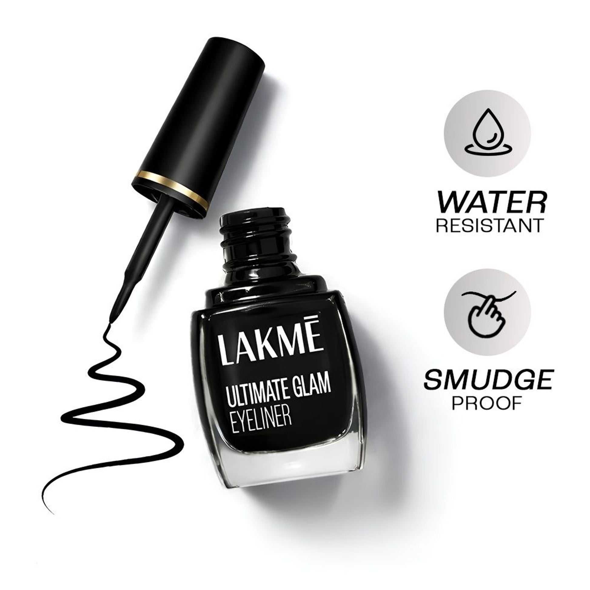 Lakme Ultimate Glam Eye Liner, Semi Matte - Black
