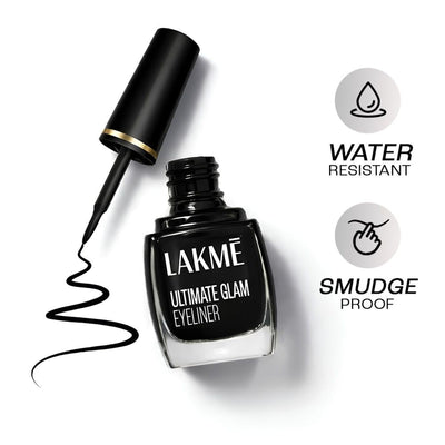 Lakme Ultimate Glam Eye Liner, Semi Matte - Black