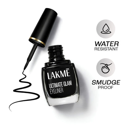 Lakme Ultimate Glam Eye Liner, Semi Matte - Black