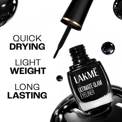 Lakme Ultimate Glam Eye Liner, Semi Matte - Black