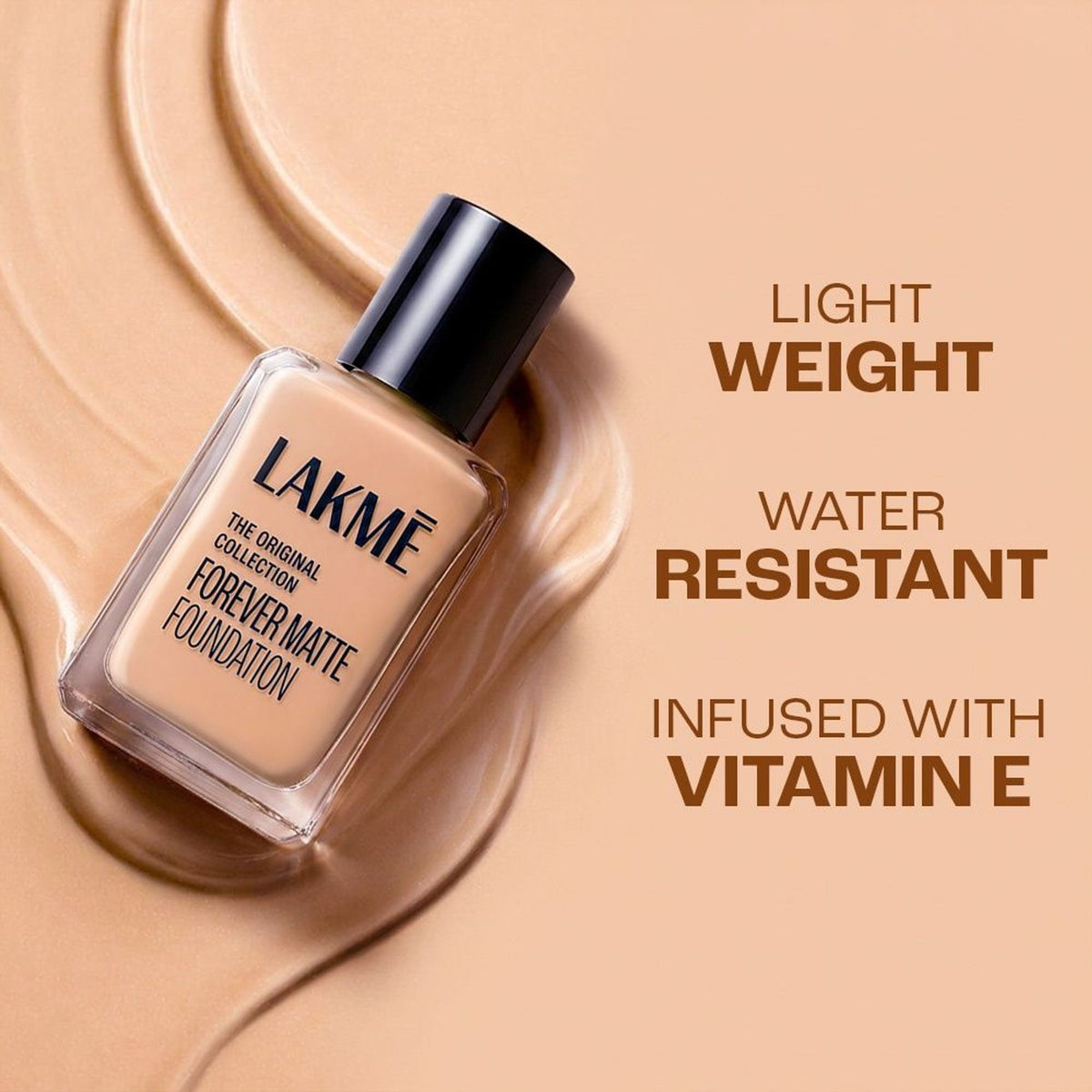 Lakme Forever Matte Foundation For Superior Coverage, Vit E, Lightweight & Water-Resist - Pearl
