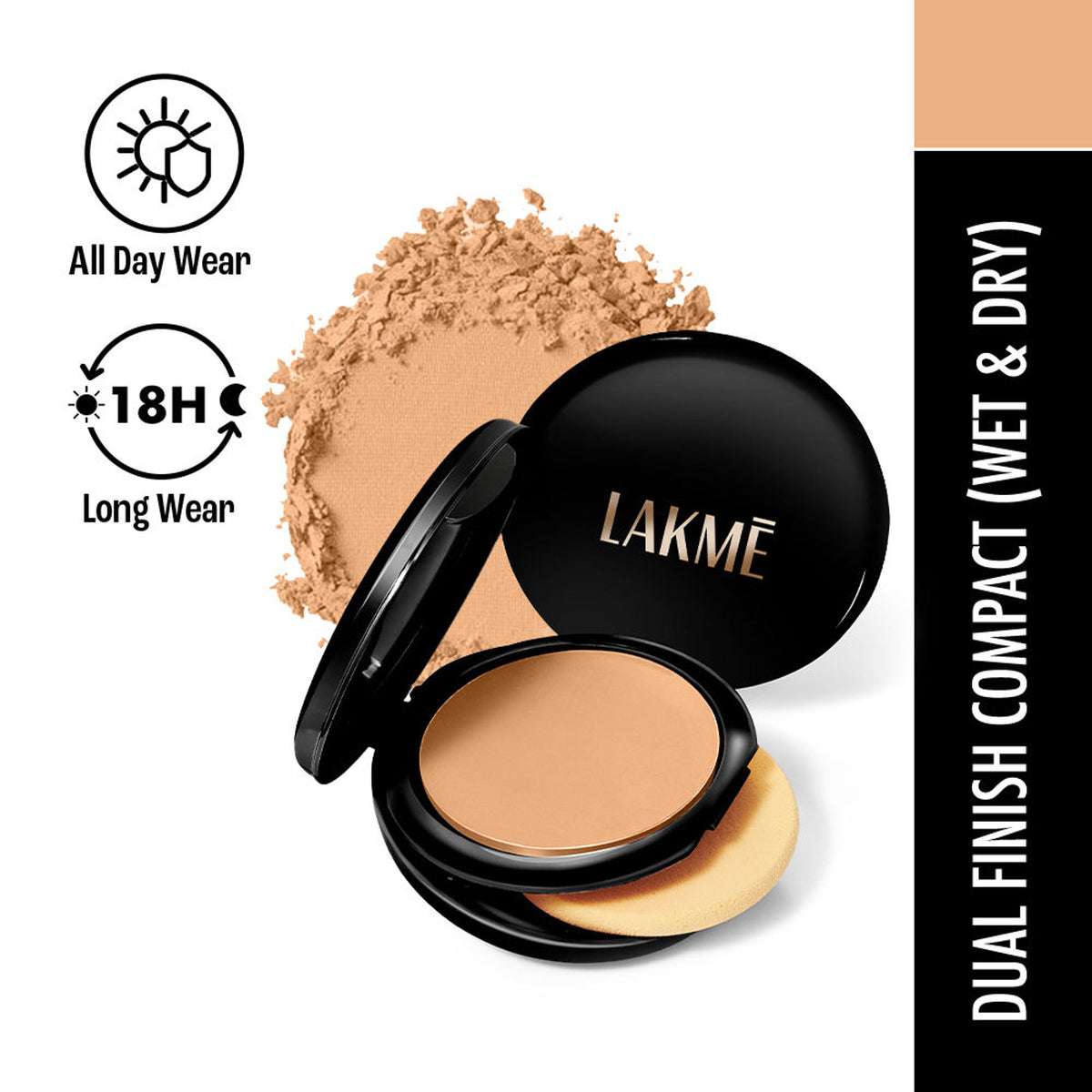 Lakme Xtraordin-Airy Compact, 2 In 1 Compact + Foundation, Lightweight, SPF17 - Beige Honey