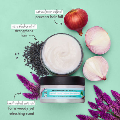 Love Beauty & Planet Onion, Black Seed & Patchouli Hair Mask For Hair Fall Control
