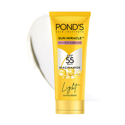POND’S Sun Miracle SPF 55 PA+++ Light Sunscreen - Protect & Bright, With 3% Active Niacinamide