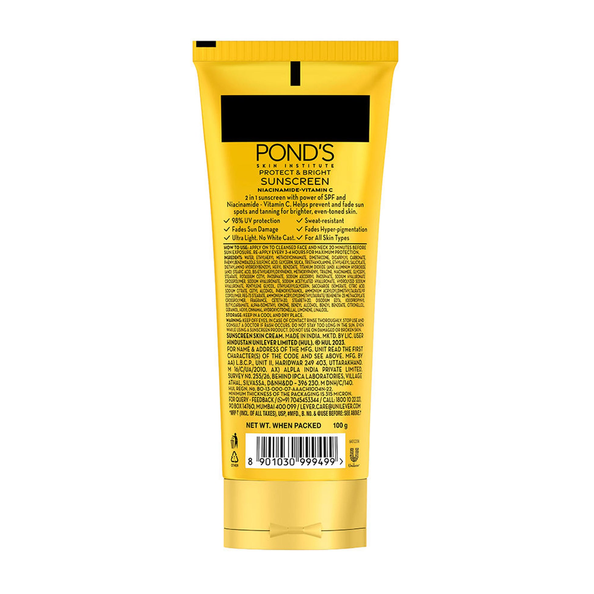 POND’S Sun Miracle SPF 55 PA+++ Light Sunscreen - Protect & Bright, With 3% Active Niacinamide
