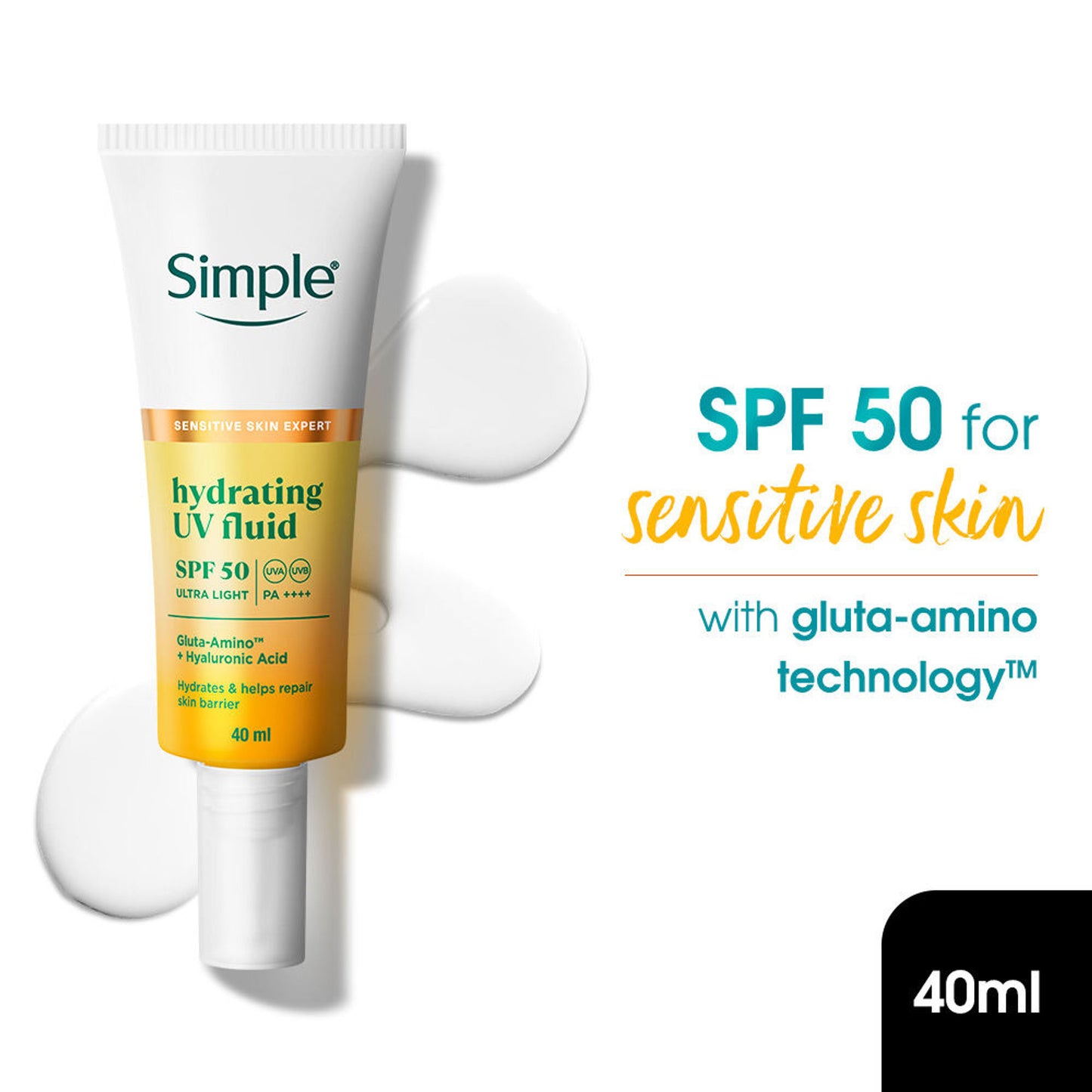Simple Hydrating UV Fluid SPF 50 PA++++ Hyaluronic Acid Sunscreen For Dry & Sensitive Skin