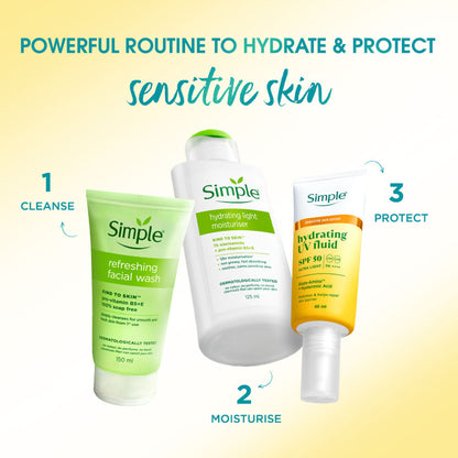 Simple Hydrating UV Fluid SPF 50 PA++++ Hyaluronic Acid Sunscreen For Dry & Sensitive Skin