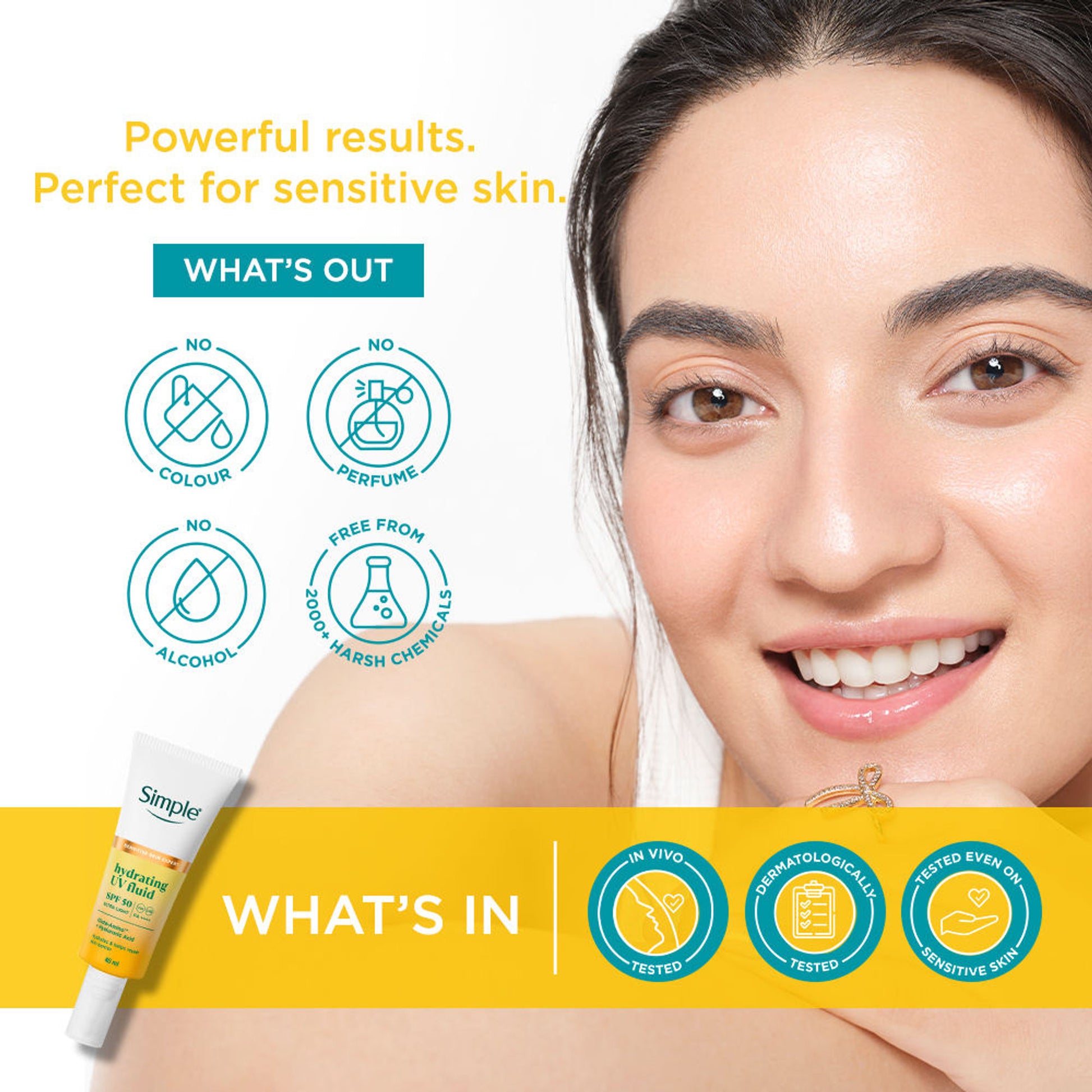 Simple Hydrating UV Fluid SPF 50 PA++++ Hyaluronic Acid Sunscreen For Dry & Sensitive Skin