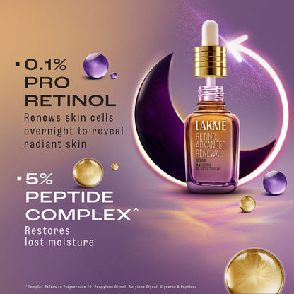 Lakme Retinol Advanced Renewal Serum 0.1% Retinol + 5% Peptide Complex