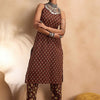 Indyancart IE Ethnic Motifs Printed Regular Pure Cotton Kurta with Trousers
