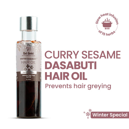 Nat Habit Curry Sesame Grey Hair Control Ayurvedic Oil With Indigo & Curry Leaves Retain Hair Colour